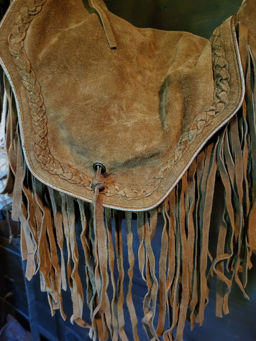 Suede Fringe Shoulder Hobo Bag Purse - Picture 2 of 4